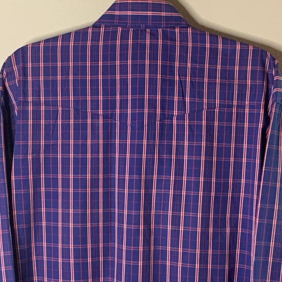 Wrangler Pearl Snap Shirt Med-Large National Patriot Logo Blue Plaid Rodeo Star - Picture 8 of 12